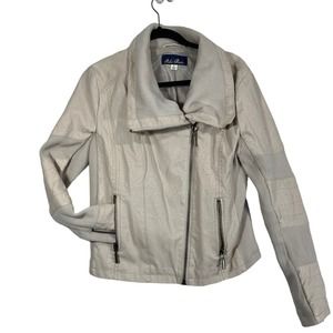 Blue Rain Womens Large Moto‎ Jacket Faux Suede Cream